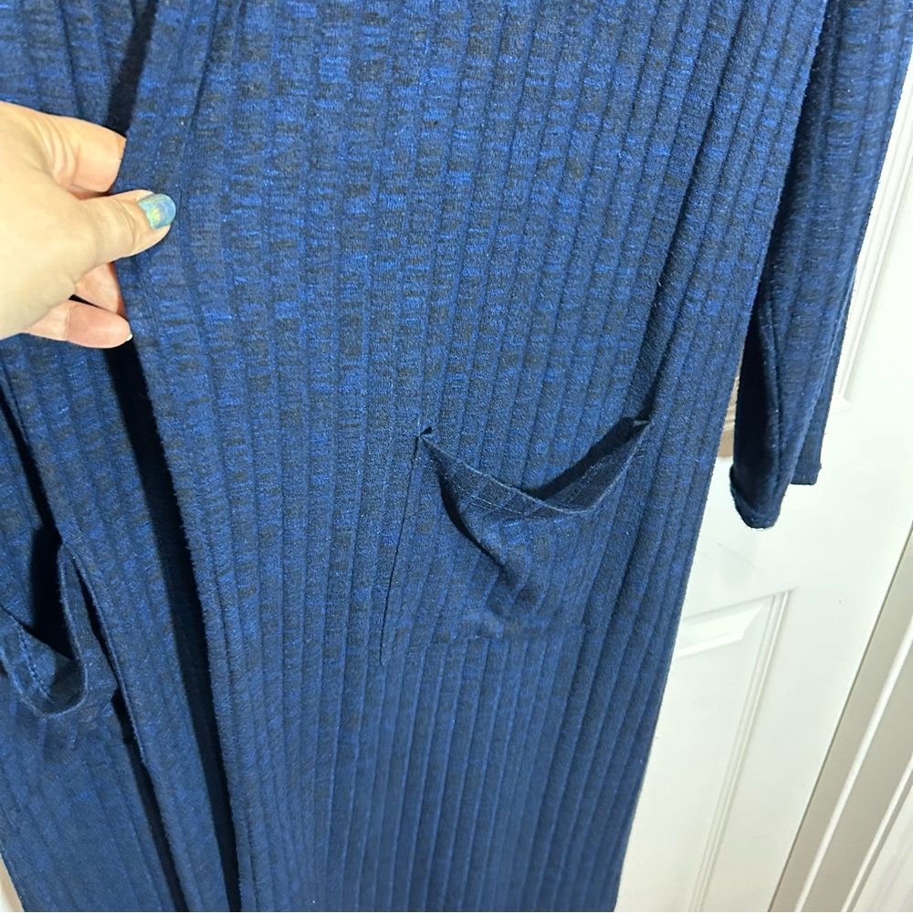 Lisa Rinna Collection Navy Open-Front Duster Cardigan - Picture 4 of 9